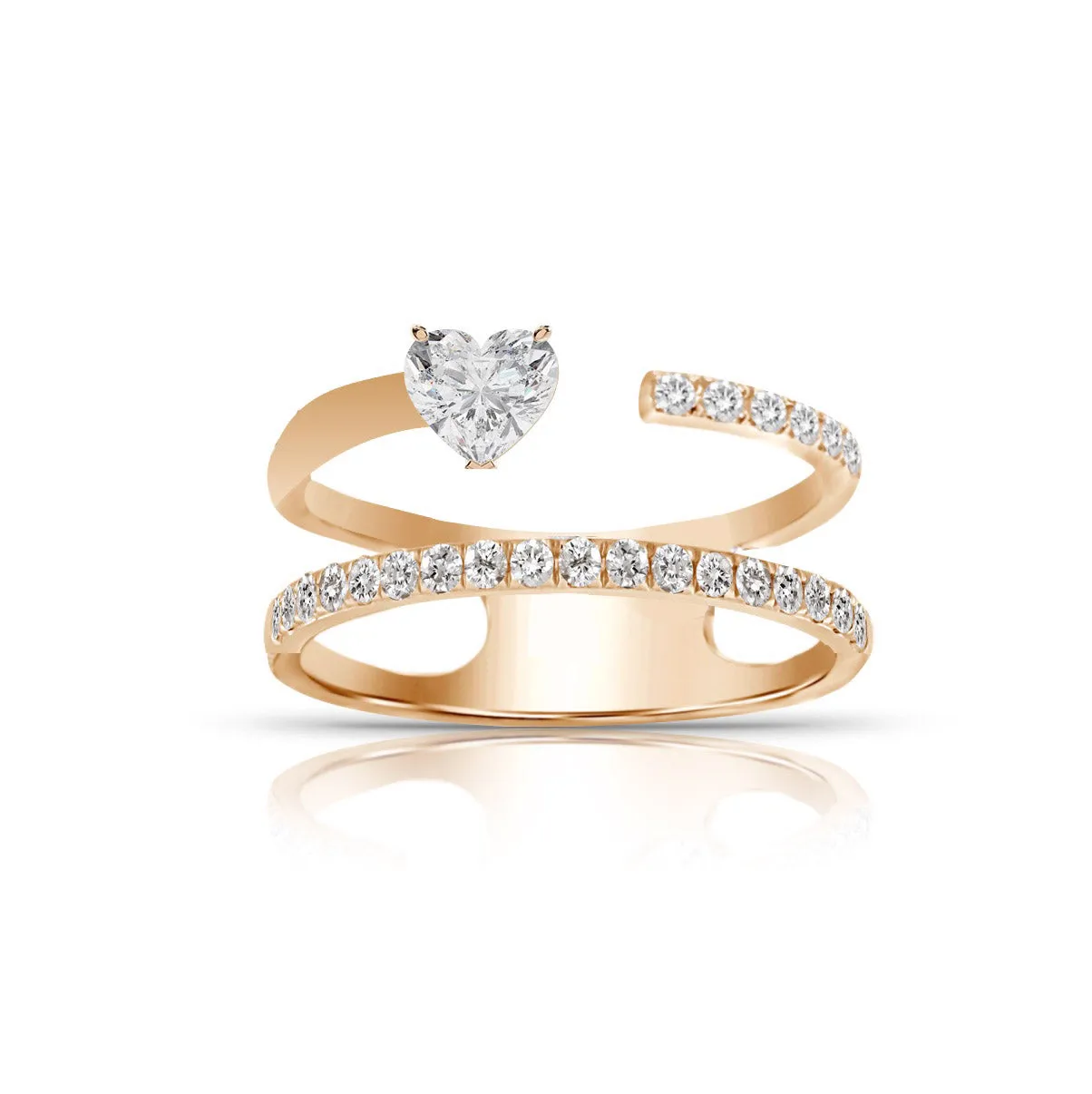 Multishape Double Full Row Diamond Statement Ring
