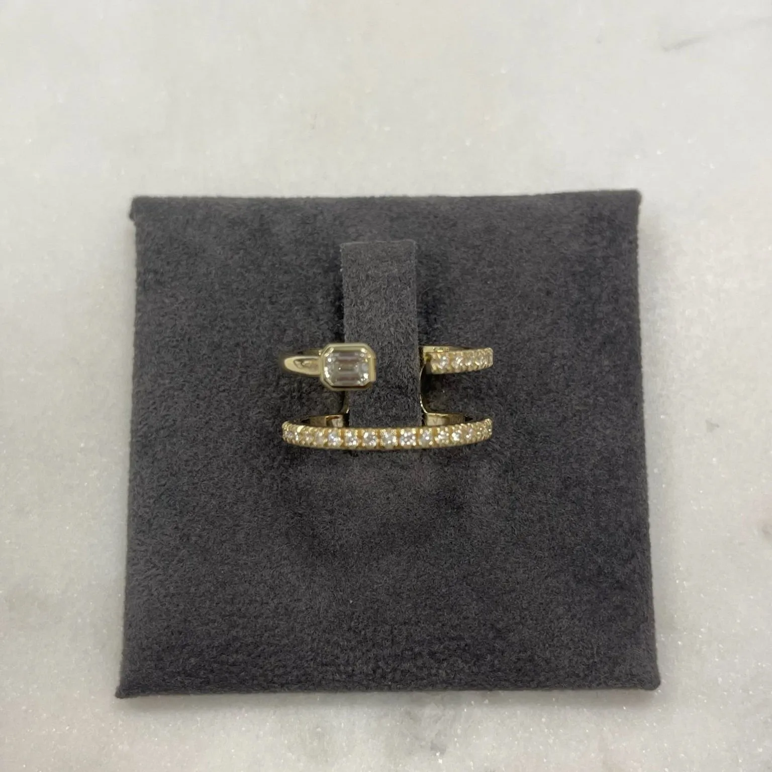 Multishape Double Full Row Diamond Statement Ring