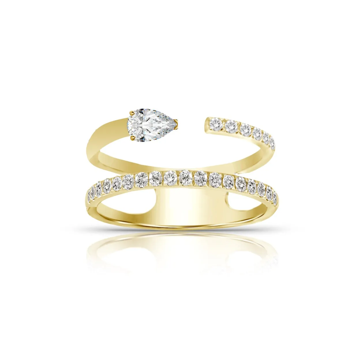 Multishape Double Full Row Diamond Statement Ring
