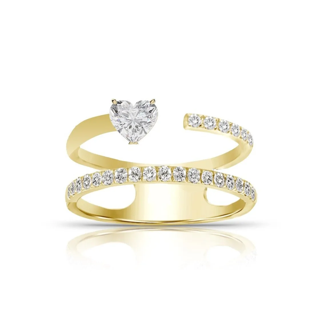 Multishape Double Full Row Diamond Statement Ring
