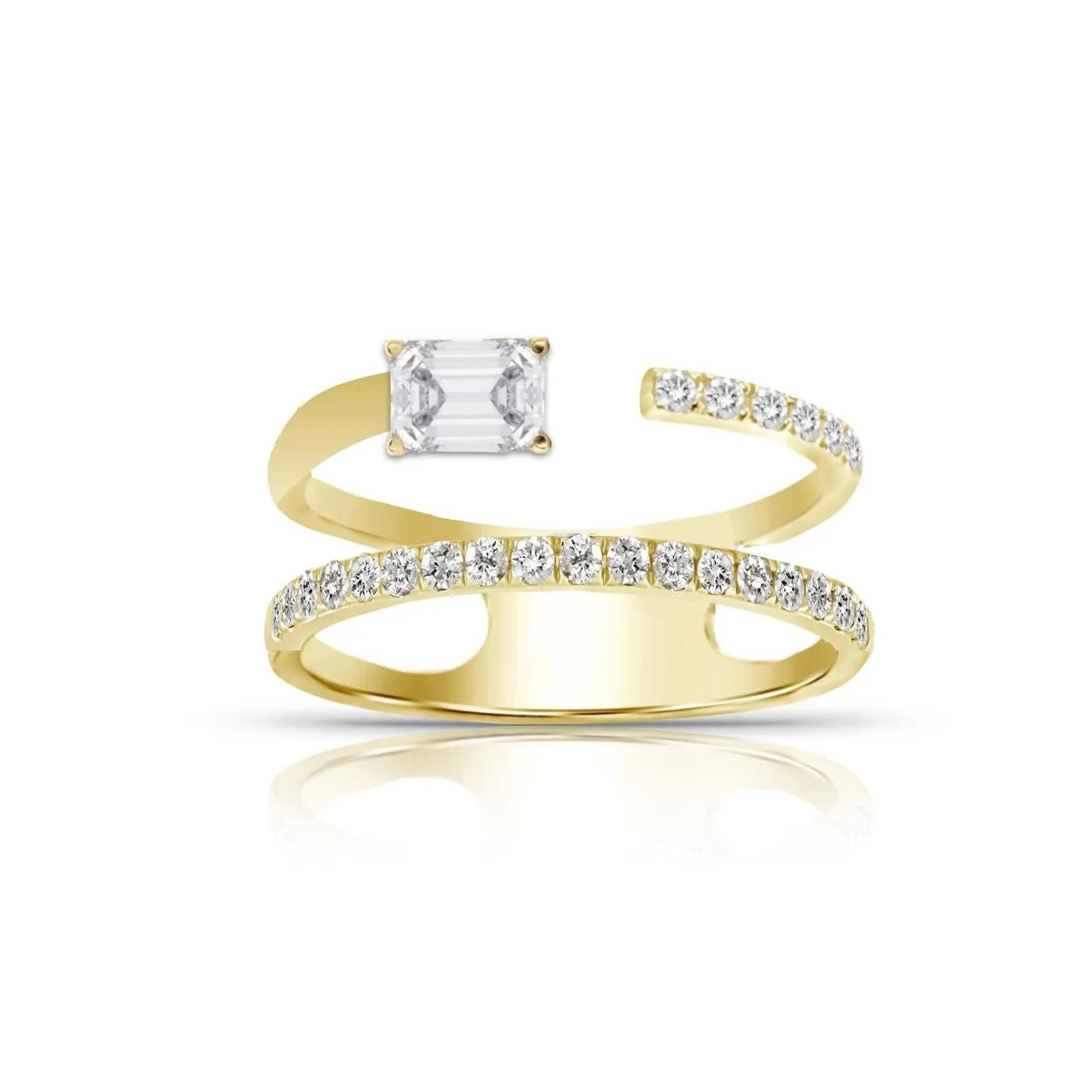 Multishape Double Full Row Diamond Statement Ring