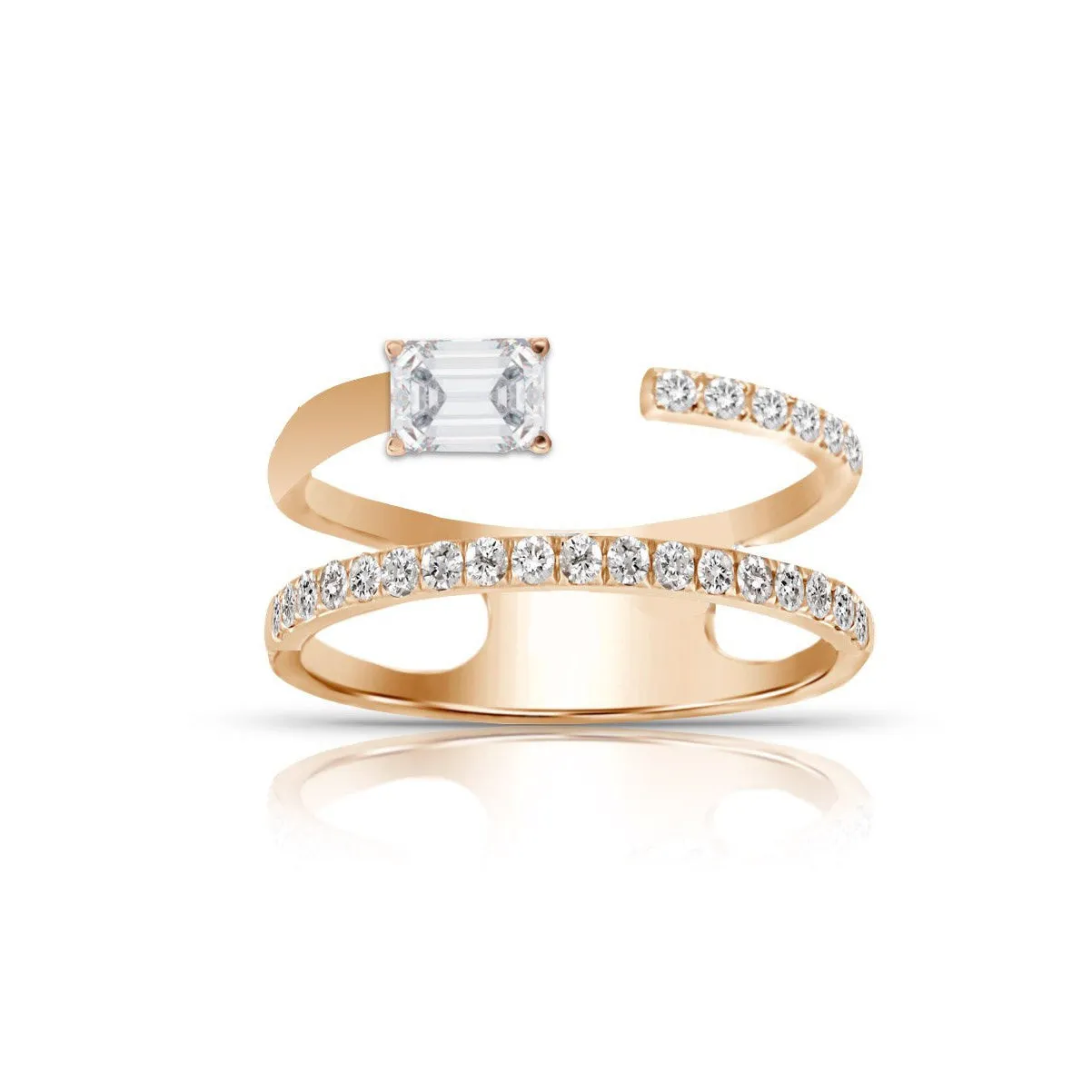 Multishape Double Full Row Diamond Statement Ring