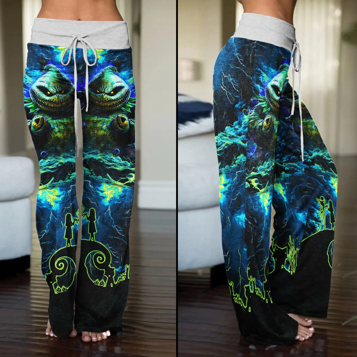 Nightmare Art Theme Women's High-waisted Wide Leg Pants