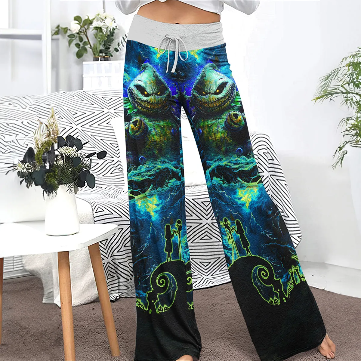 Nightmare Art Theme Women's High-waisted Wide Leg Pants