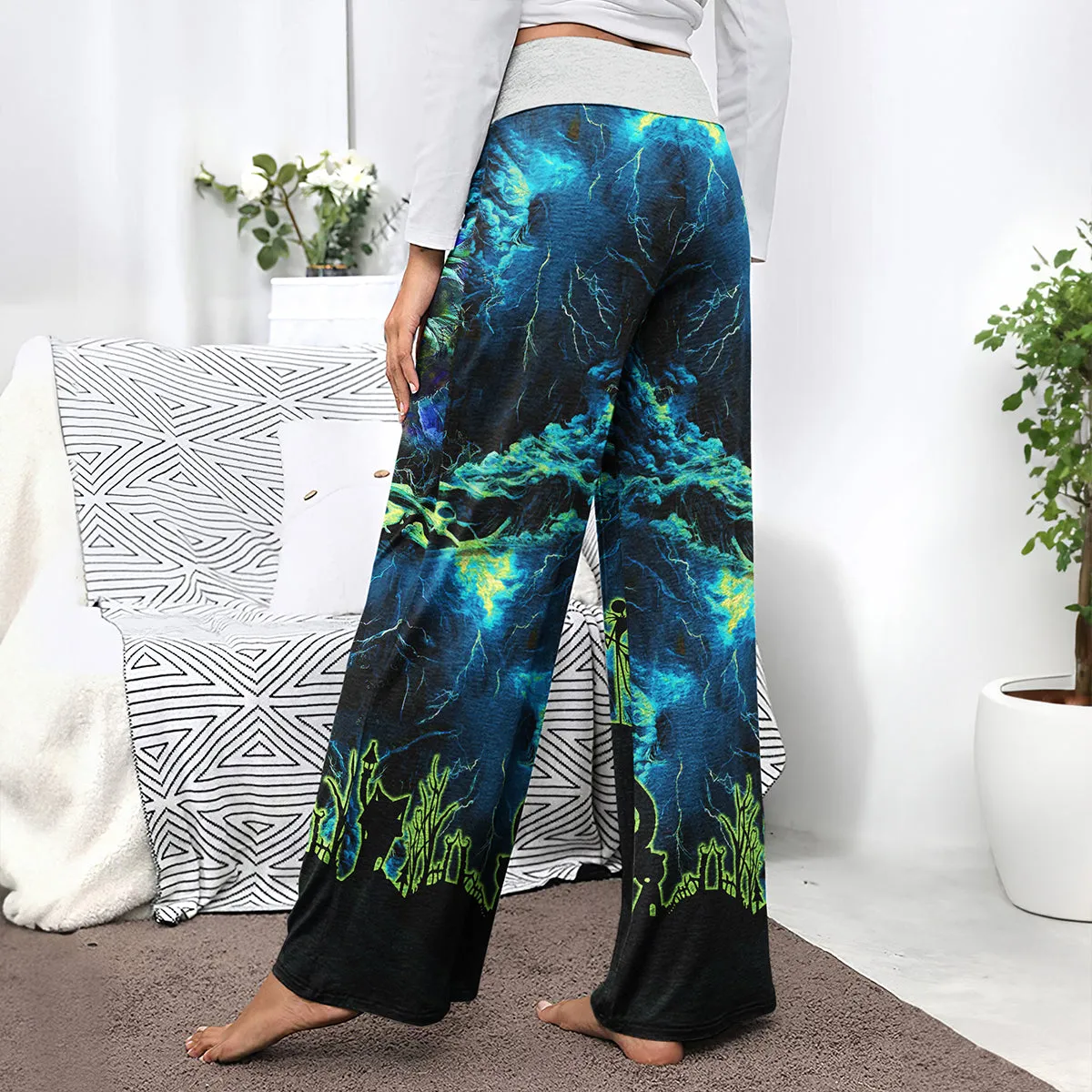 Nightmare Art Theme Women's High-waisted Wide Leg Pants