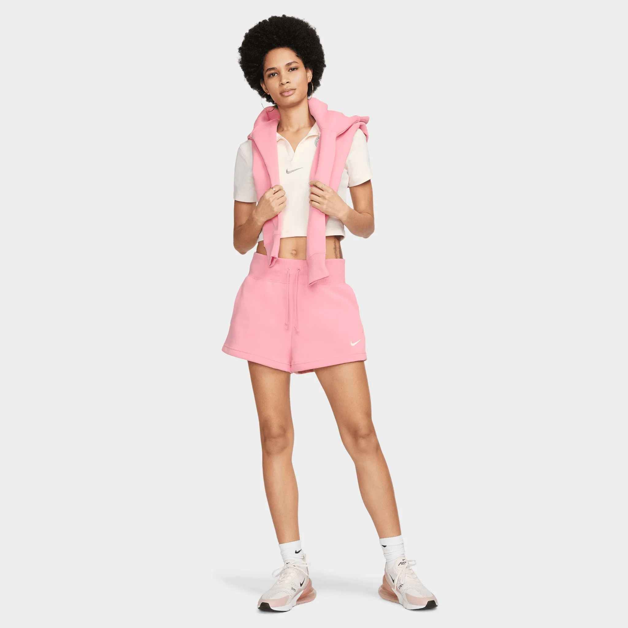 Nike Sportswear Women's High-Waisted Phoenix Fleece Shorts Coral Chalk / Sail