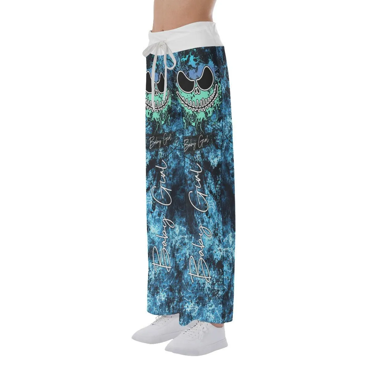 Ocean Sea Skull Smile High-waisted Wide Leg Pants