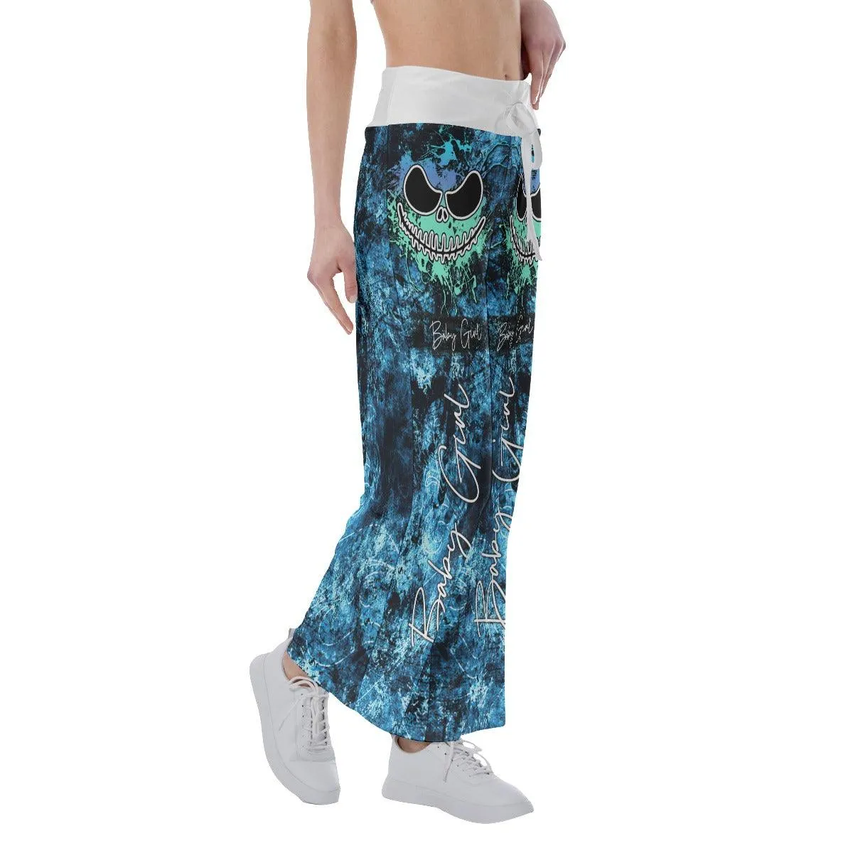 Ocean Sea Skull Smile High-waisted Wide Leg Pants