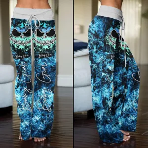 Ocean Sea Skull Smile High-waisted Wide Leg Pants