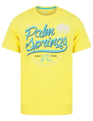 Palm Springs Motif Cotton Jersey T-Shirt in Snapdragon Yellow - South Shore