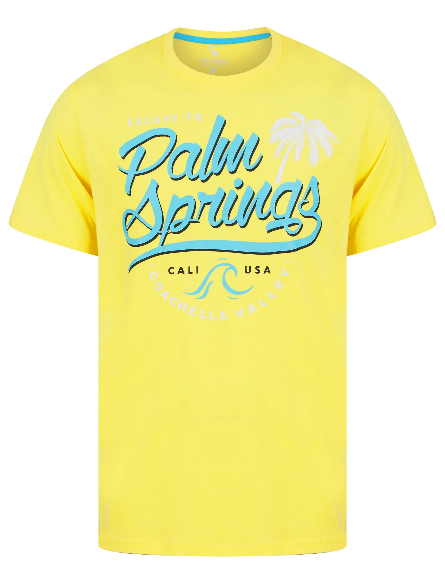 Palm Springs Motif Cotton Jersey T-Shirt in Snapdragon Yellow - South Shore