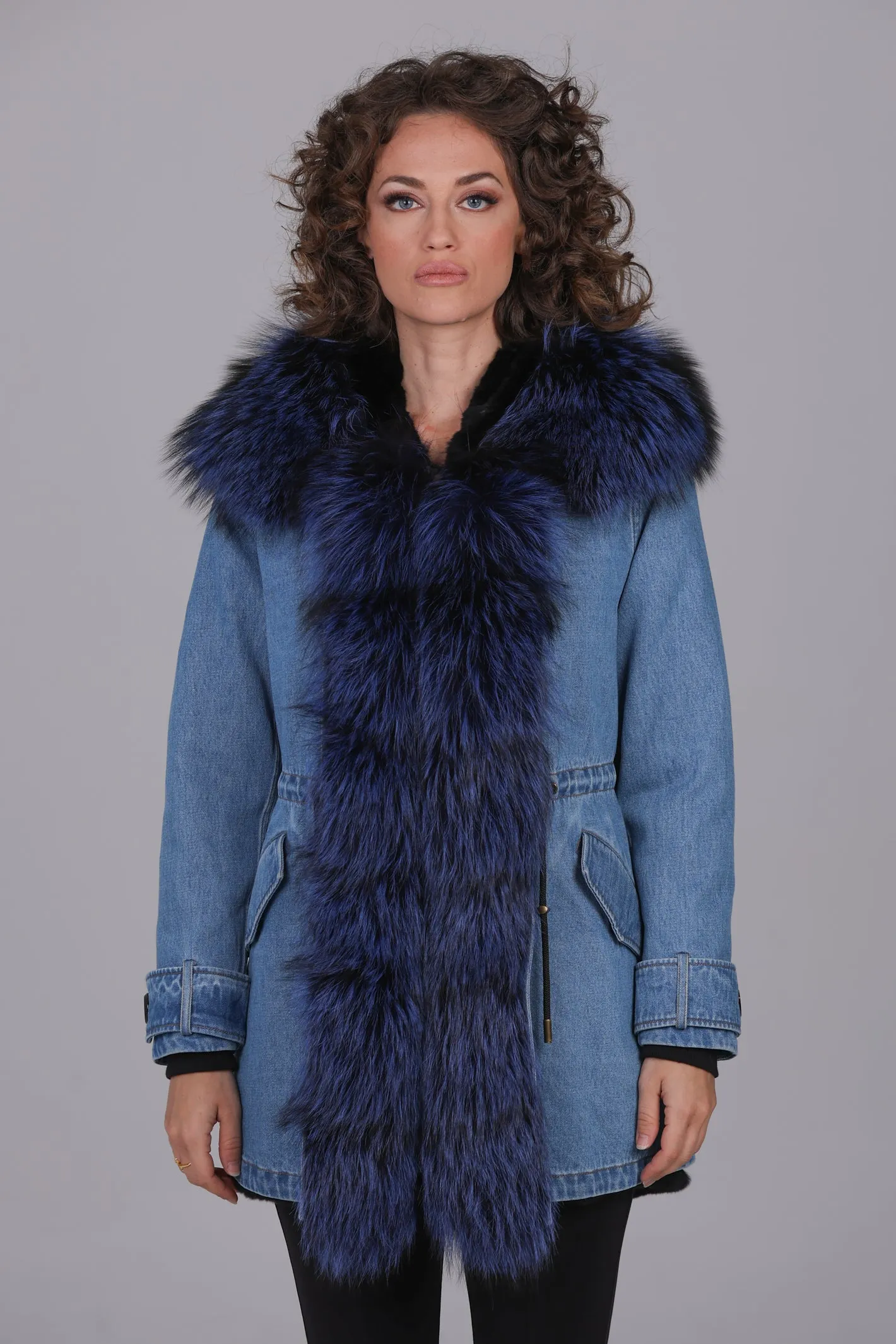 Parka in cotone tecnico  impermeabile long Luxury Silver Blue