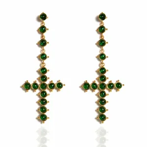 Saint Cross Beaded Earrings Emerald