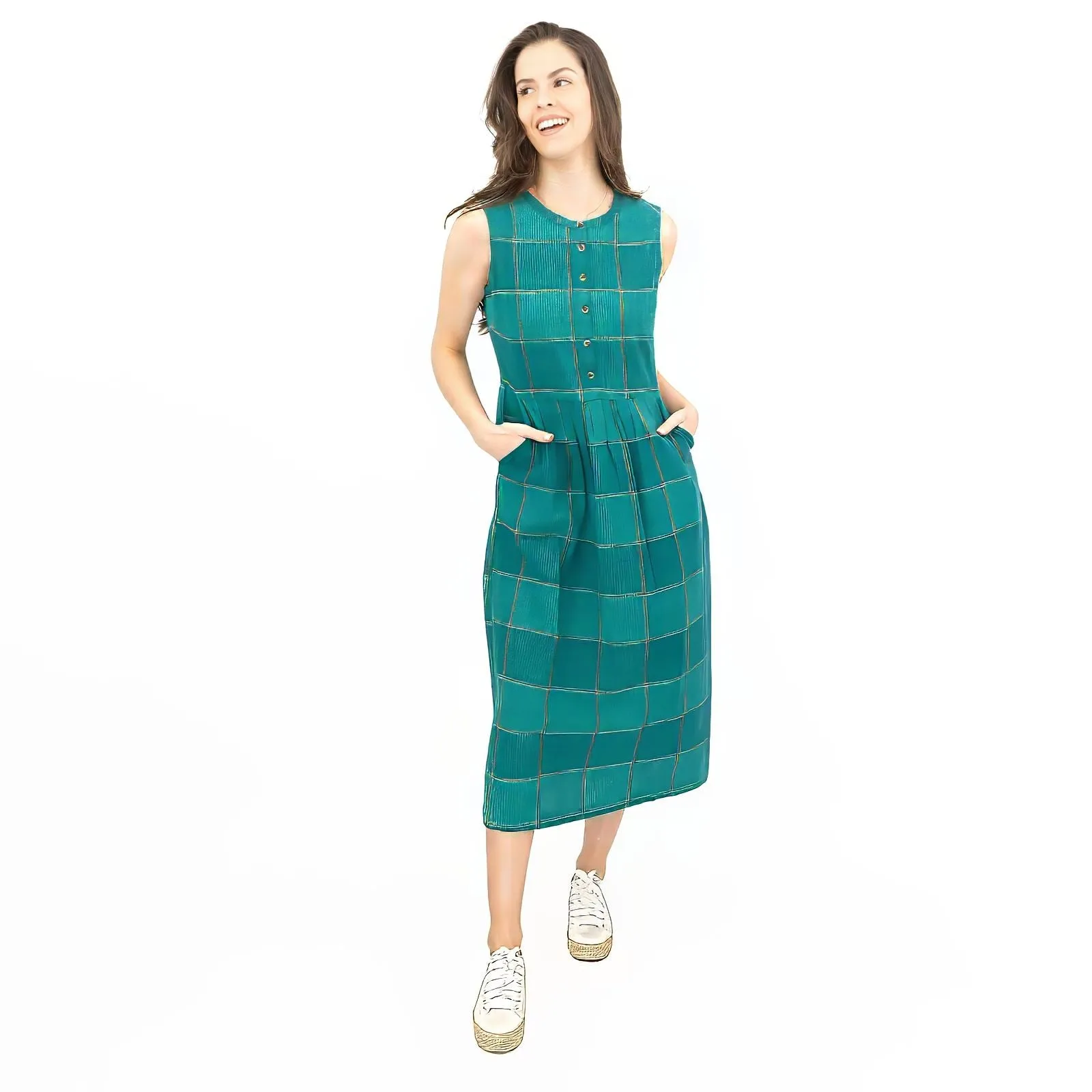 Seasalt Green Check Creek Cottage Midi Dress