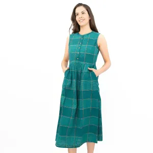 Seasalt Green Check Creek Cottage Midi Dress