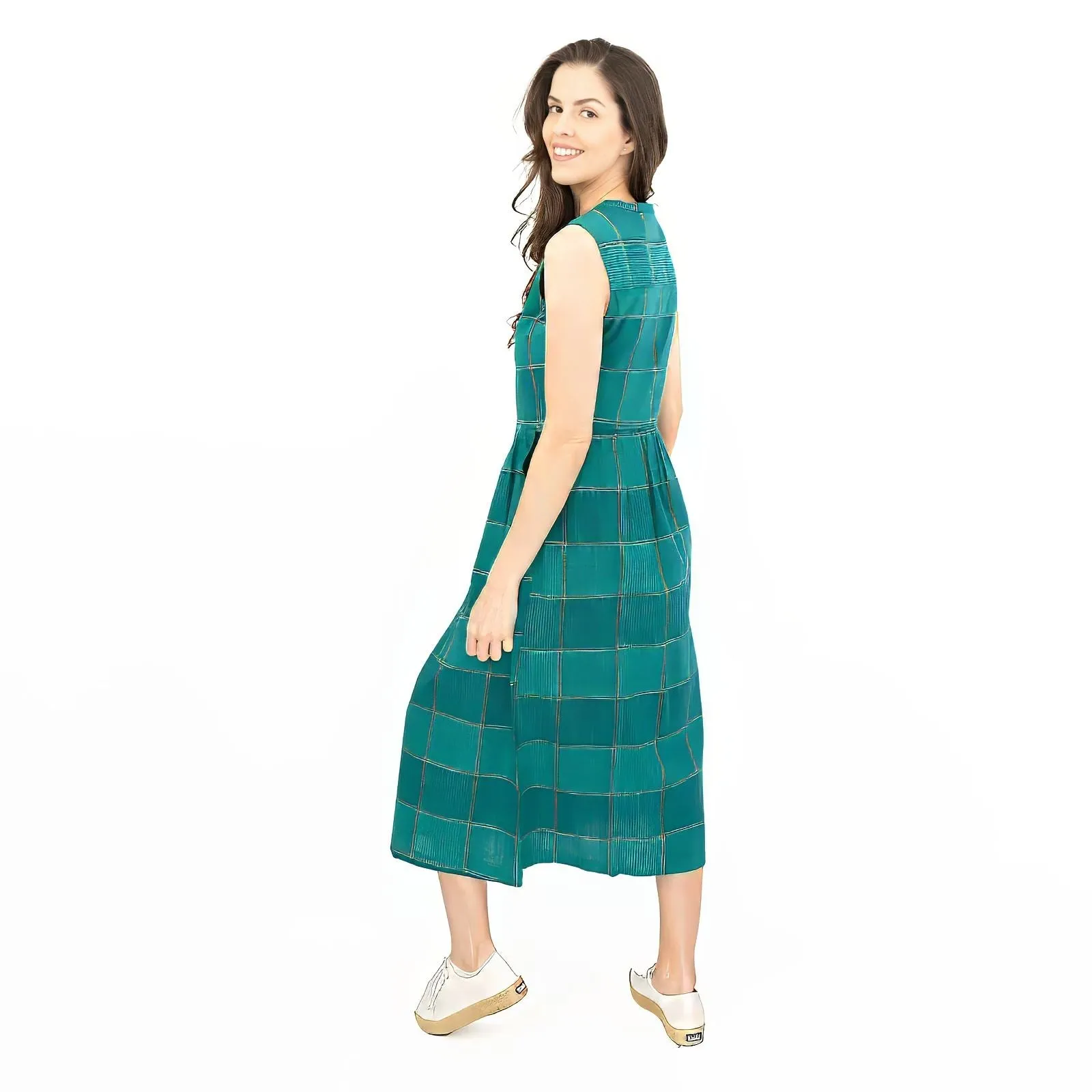 Seasalt Green Check Creek Cottage Midi Dress