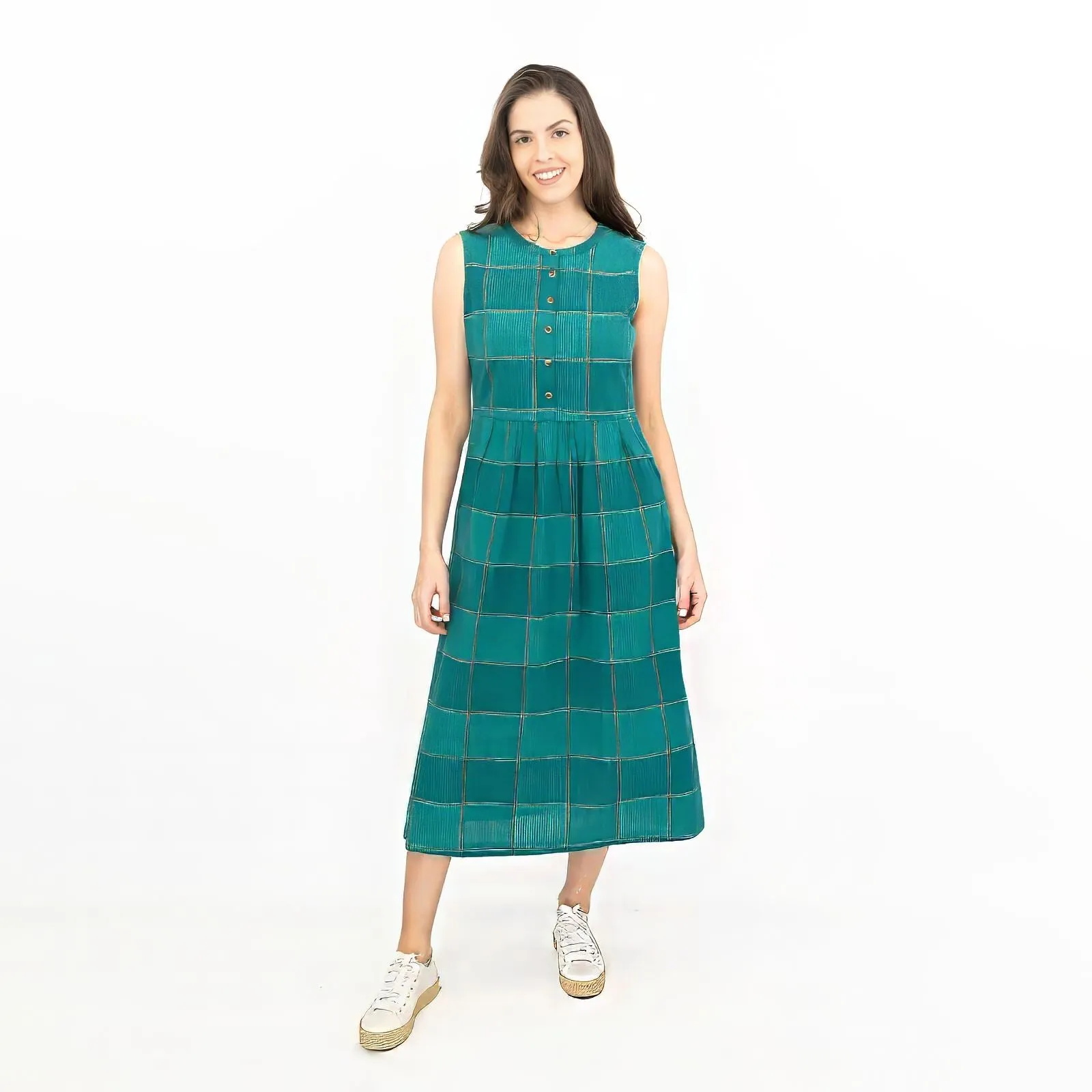 Seasalt Green Check Creek Cottage Midi Dress