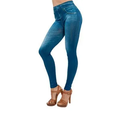 Spring and Autumn Jeans Genie Slim Fashion Leggings Mock Pocket Woman Fitness Pants Pants Women