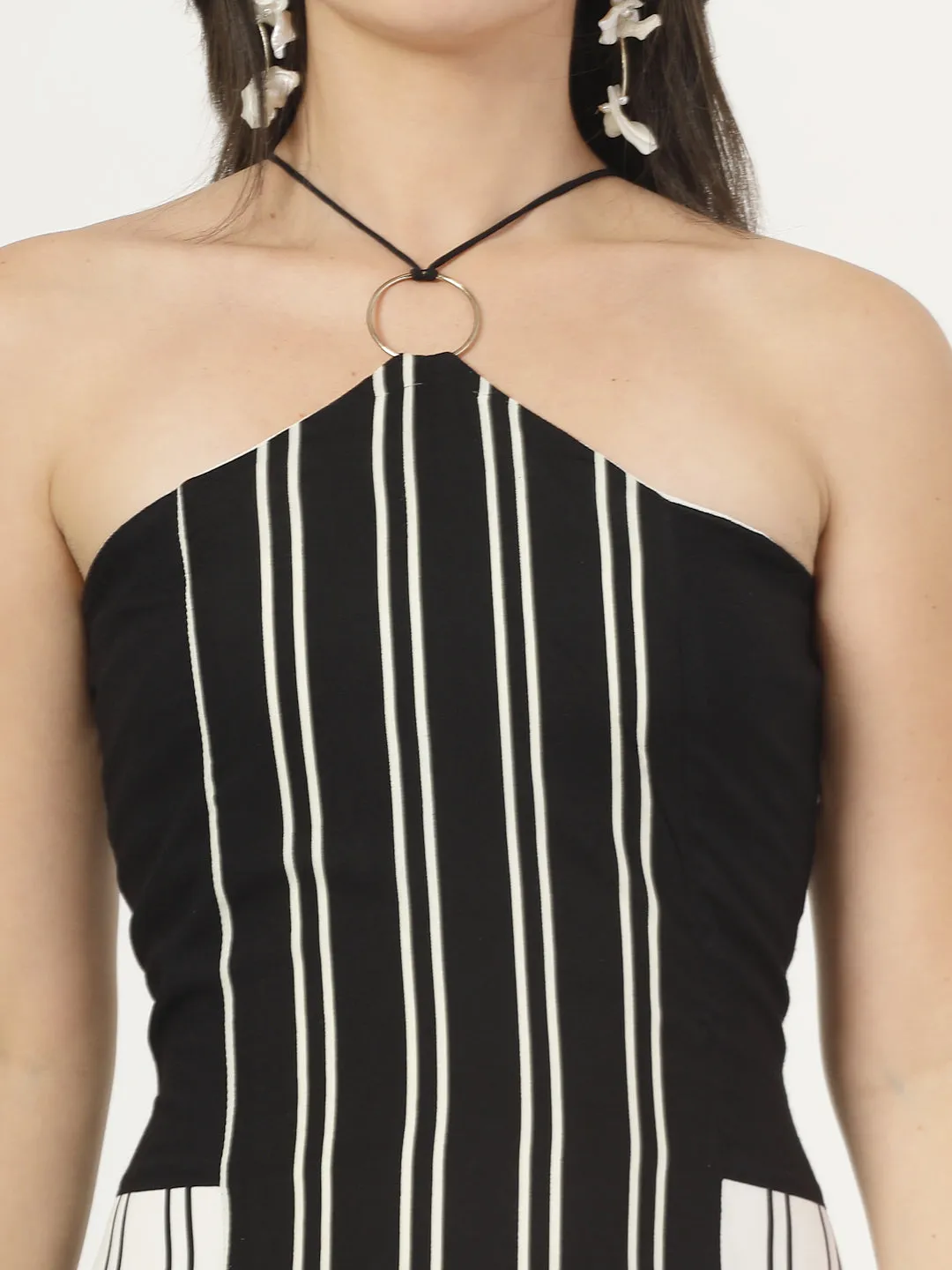 Style Quotient  Women Balck and White Stripe Maxi Dress