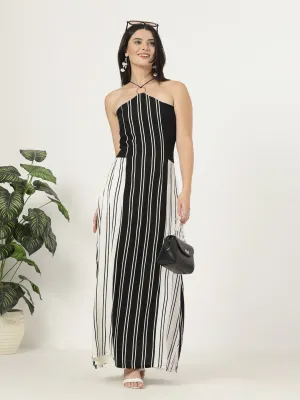 Style Quotient  Women Balck and White Stripe Maxi Dress