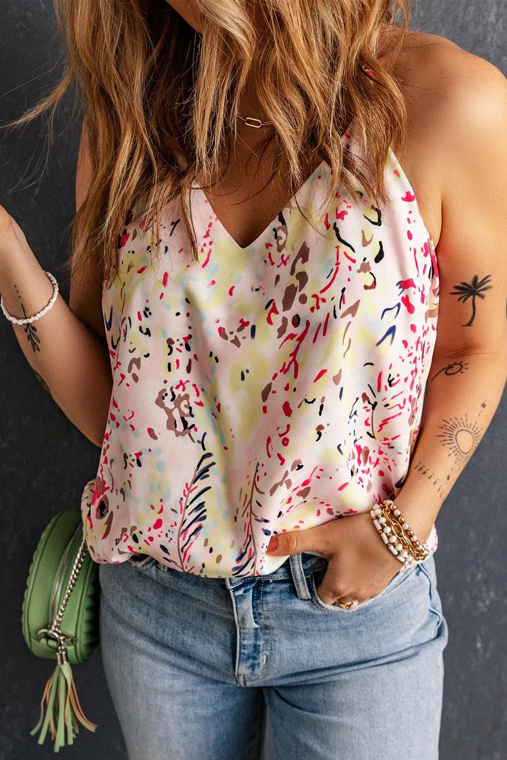 Summer Spaghetti Straps Floral Print Tank Top for Women