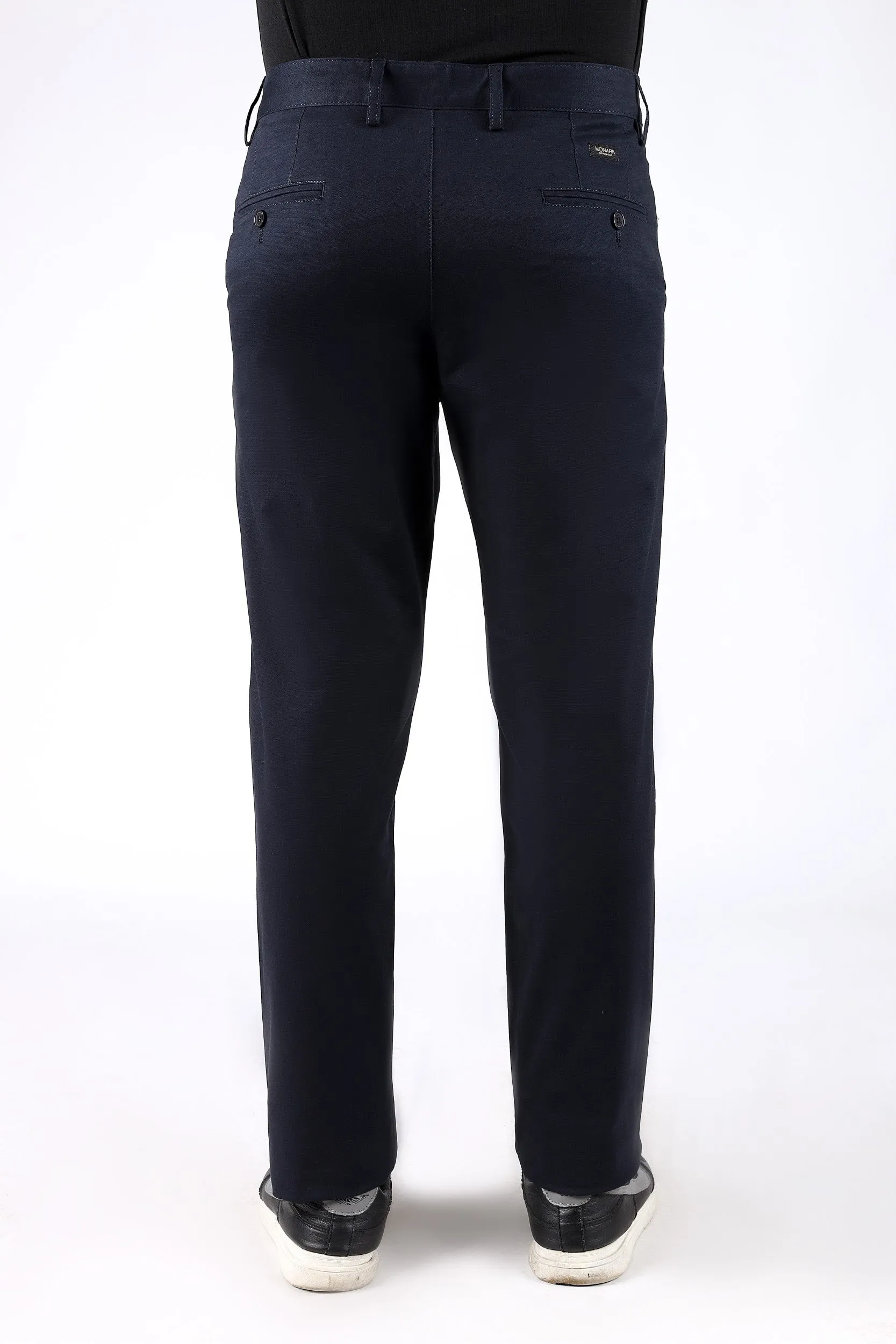 TAPPERED NAVY FIT COTTON PANTS