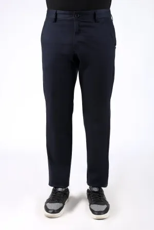 TAPPERED NAVY FIT COTTON PANTS