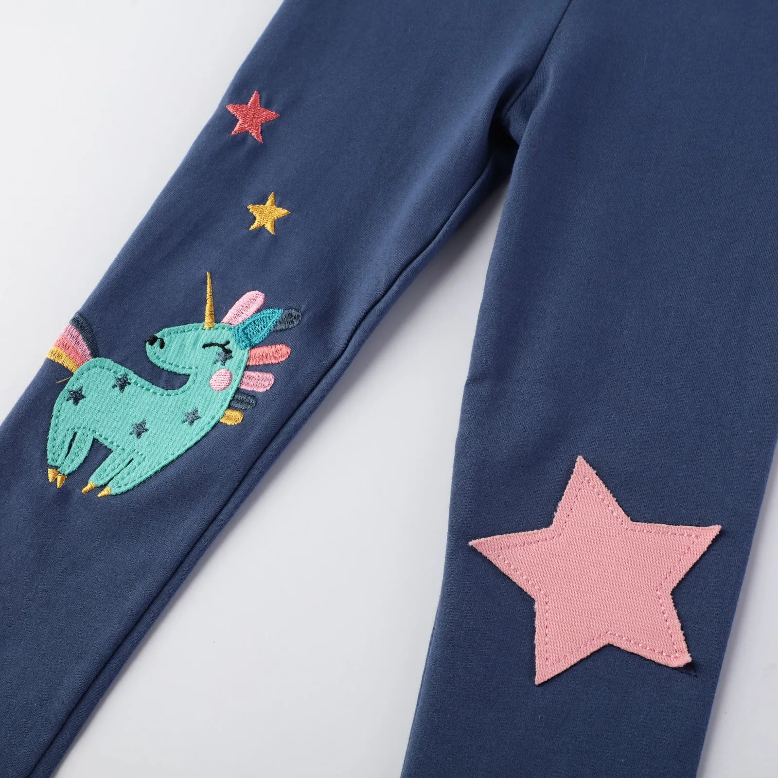 Toddler/Kid Girl's Stars and Blue Unicorn Design Leggings