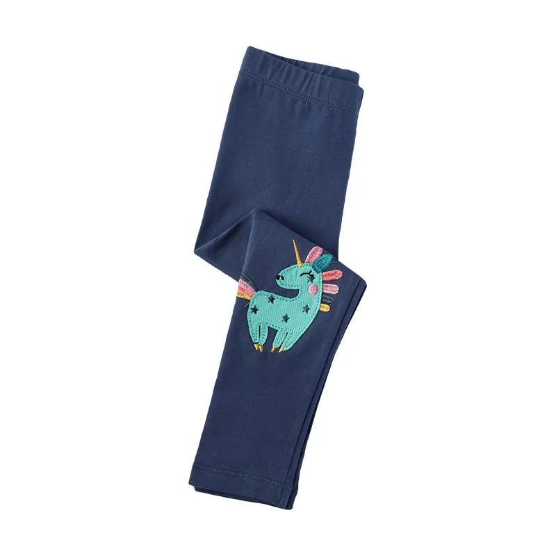 Toddler/Kid Girl's Stars and Blue Unicorn Design Leggings