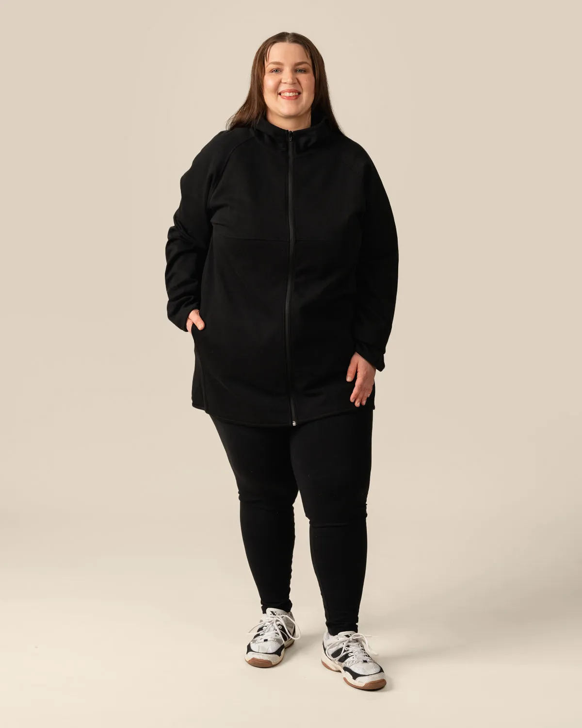 Toive Zip-Up Hoodie Long Black