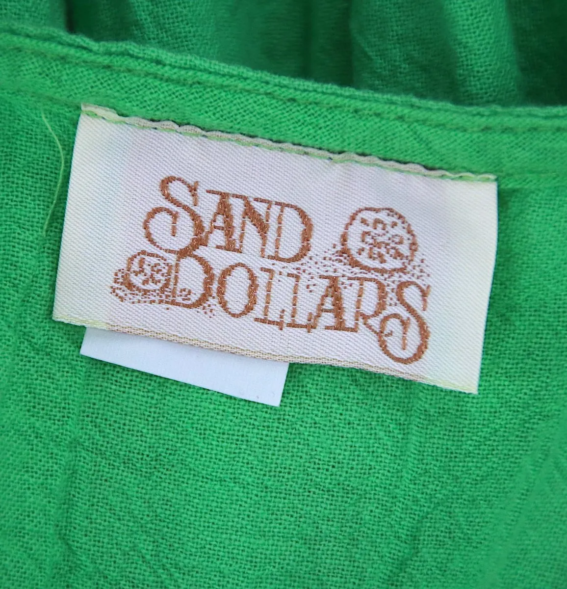 Vintage 1980s Cotton Gauze Dress / Bright Green Indian Cotton