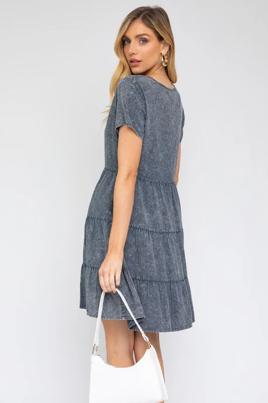 Washed Baby Doll Mini Dress - Online Exclusive