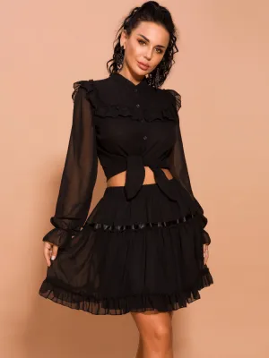 White Tie-Front Short A-Line Dress
